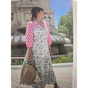 Zara Pink and Green Patterned Dress Size XL